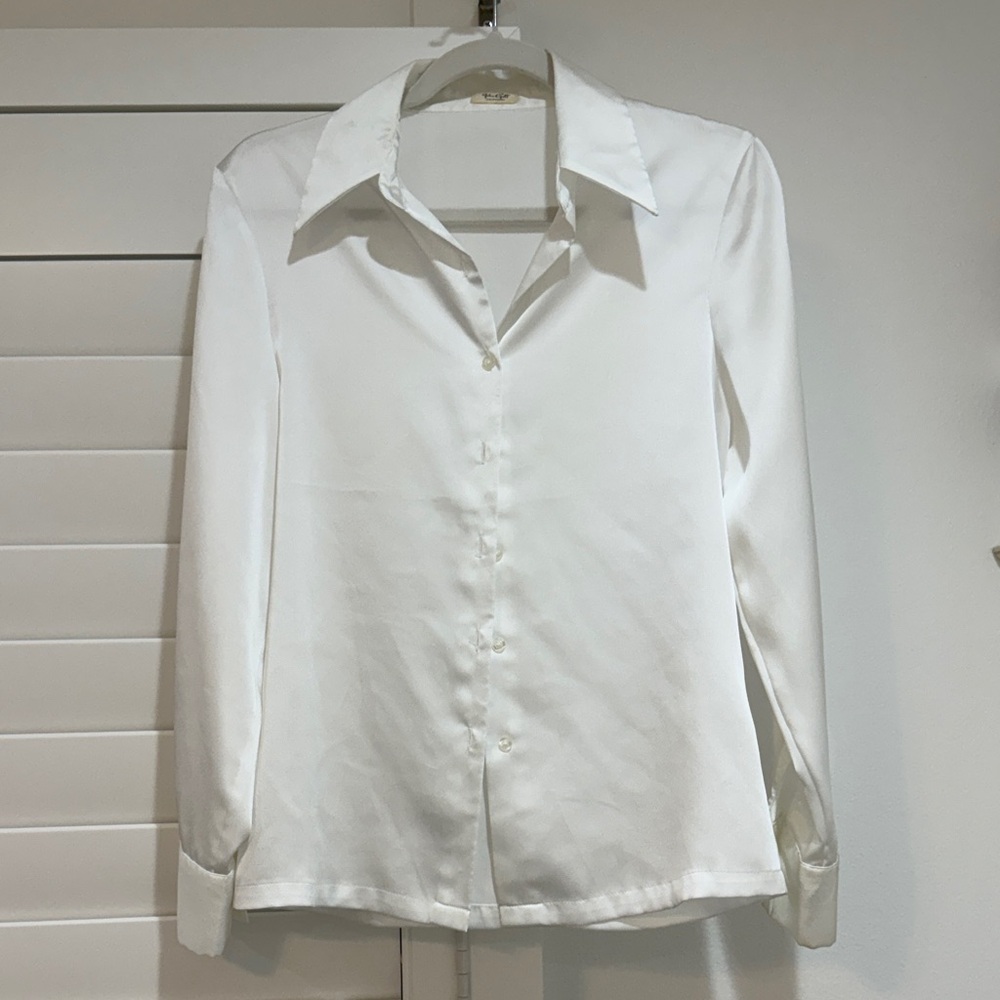 Silky Brandy Melville Classic White Button Down top
